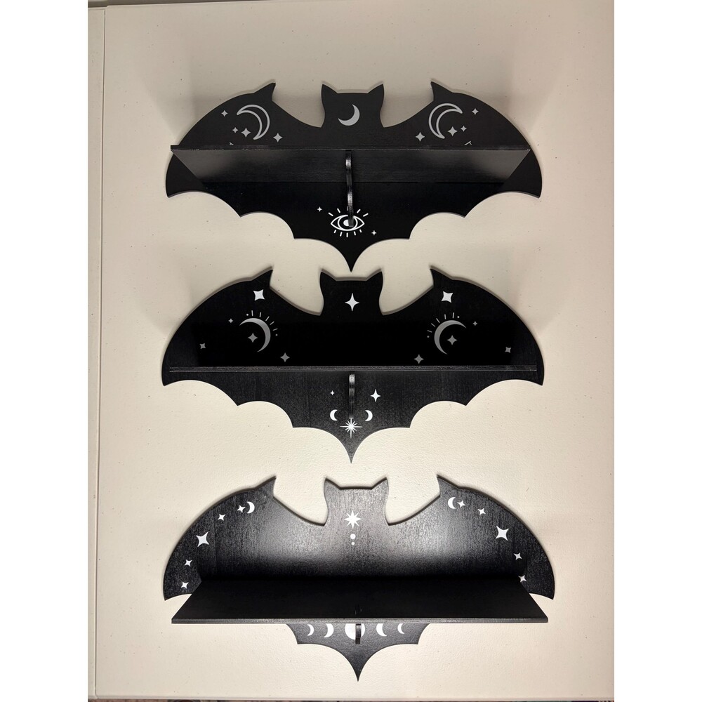 Gothic Bat Crystal Shelf — 16x8” | Witchy Crystal Display | Protection & Spiritu - Picture 4 of 7